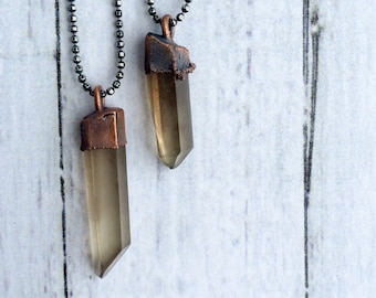 Raw smokey quartz necklace | Raw quartz necklace | Smokey citrine necklace | Crystal pendant on sterling chain | Rough smokey quartz crystal