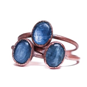 SALE Tumbled Kyanite ring | Blue Kyanite ring | Electroformed Kyanite ring | Kyanite mineral ring | Kyanite healing crystal jewelry