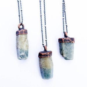 Raw sapphire necklace | Raw sapphire crystal pendant |  Rough sapphire crystal pendant | Raw crystal pendant | Raw blue mineral necklace