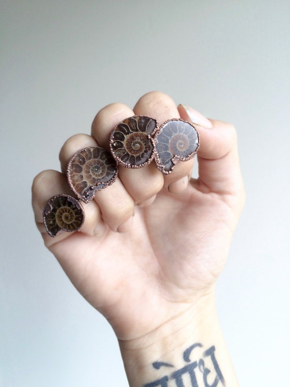 Electroformed Ammonite Fossil Ring Electroformed Ammonite Fossil Ring