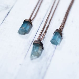 Aquamarine crystal necklace | Raw aquamarine jewelry | March birthstone necklace | Raw aquamarine pendant | Rough aquamarine stone