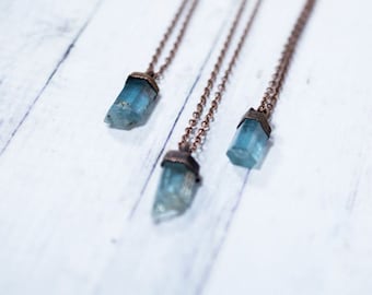 Aquamarine crystal necklace | Raw aquamarine jewelry | March birthstone necklace | Raw aquamarine pendant | Rough aquamarine stone