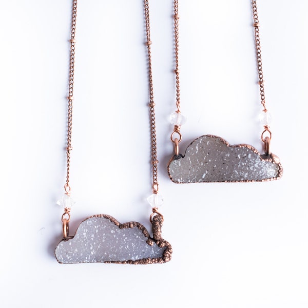 Druzy cloud necklace | Cloud necklace | Natural druzy necklace | Crystal cloud pendant | Electroformed druzy