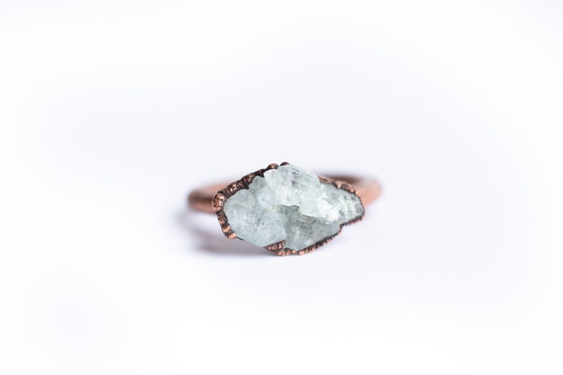 Blue topaz ring Topaz crystal ring Blue Topaz Ring Raw Topaz crystal ring Topaz and Copper Ring image 8