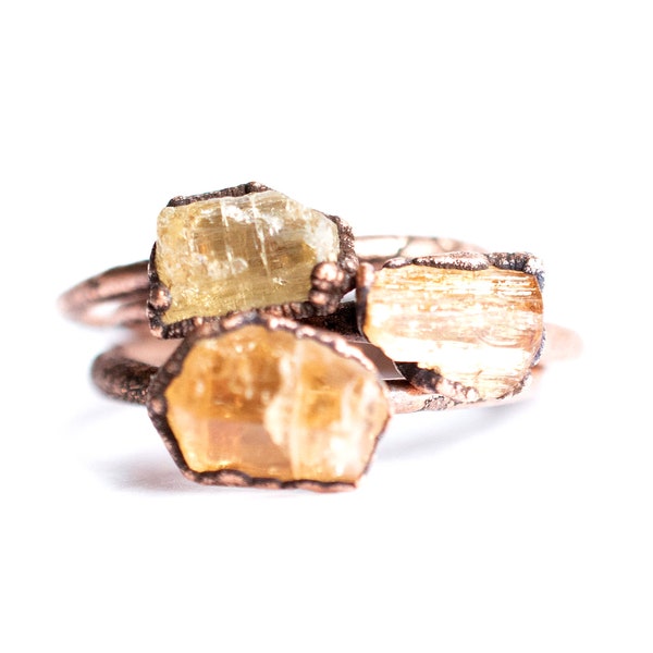 Raw topaz ring | Imperial topaz ring | Topaz stacking ring | Topaz jewelry | Raw stone ring | Imperial Topaz jewelry