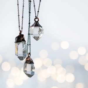 Raw crystal necklace | Electroformed crystal necklace | Raw crystal necklace | Rough quartz crystal pendant | Raw gemstone jewelry