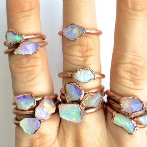 Raw opal ring Australian opal ring Rough opal ring Raw Australian fire opal jewelry Rough opal ring Rough Australian opal ring image 1