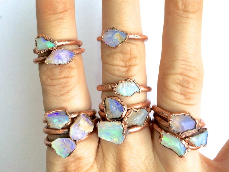 Raw opal ring Australian opal ring Rough opal ring Raw Australian fire opal jewelry Rough opal ring Rough Australian opal ring image 1