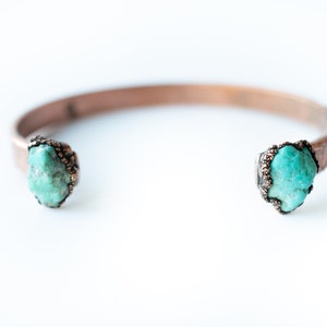 Natural Turquoise Cuff Bracelet | Raw Mineral Cuff | Turquoise Jewelry | Natural Gemstone Jewelry | December Birthstone Copper Bracelet