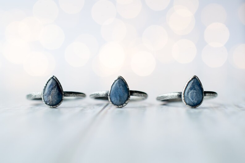 Oxidized Silver Kyanite ring Blue Kyanite ring Electroformed Kyanite ring Kyanite mineral ring Kyanite healing crystal jewelry image 5