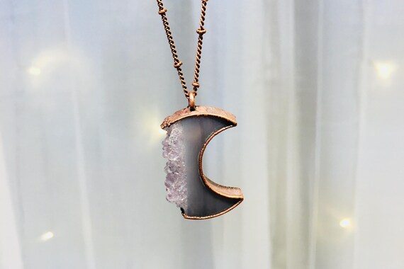 Druzy moon necklace clearance