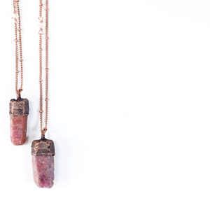 Ruby crystal necklace Raw ruby necklace Raw mineral necklace Ruby gemstone pendant on copper chain Rough ruby crystal pendant image 2