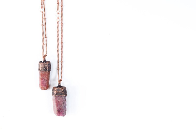 Ruby crystal necklace Raw ruby necklace Raw mineral necklace Ruby gemstone pendant on copper chain Rough ruby crystal pendant image 2