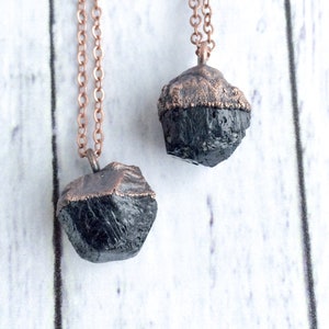 SALE Raw tourmaline necklace | Black tourmaline crystal necklace | Electroformed tourmaline necklace | Raw tourmaline jewelry