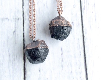 SALE Raw tourmaline necklace | Black tourmaline crystal necklace | Electroformed tourmaline necklace | Raw tourmaline jewelry