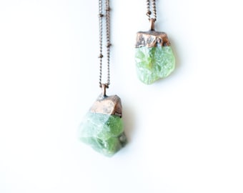 Green Peridot necklace | Raw peridot necklace | Peridot necklace | Electroformed jewelry | Peridot Jewelry | Raw crystal necklace