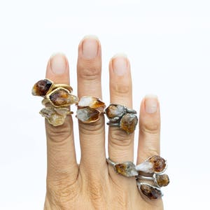 SALE Rough Citrine ring Natural citrine ring Raw citrine crystal November Birthstone Ring Genuine Citrine birthstone jewelry image 2