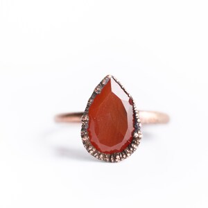 Carnelian ring Carnelian gemstone ring Teardrop ring Raw carnelian jewelry Carnelian jewelry Raw gemstone jewelry image 2