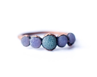 Anello multi pietra / Anello di agata d'uva / Anello di agata d'uva grezza / Gioielli in rame e agata naturale / Anello di pietra grezza / Gioielli in agata d'uva grezza