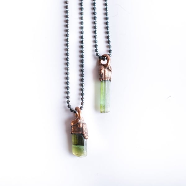 Raw tourmaline necklace | Green tourmaline necklace | Sterling silver necklace | October Birthstone necklace | October Birthstone jewelry