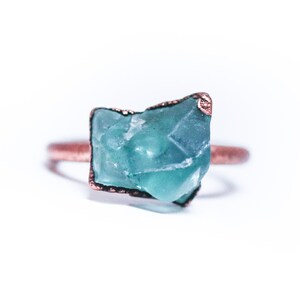 Raw Fluorite ring | Green Fluorite ring | Fluorite crystal ring | Electroformed Fluorite ring | Fluorite healing crystal jewelry