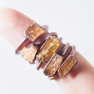 Raw Topaz ring | Topaz crystal ring| Imperial Topaz Ring | Raw Topaz crystal ring | November Birthstone Ring | Birthstone Jewelry