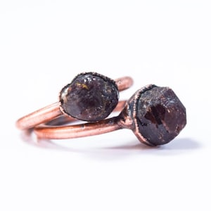 SALE Raw garnet ring | Deep Red Garnet ring | Electroformed Garnet ring | Raw stone ring | January Birthstone | Raw mineral ring