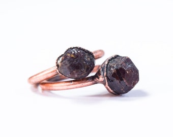 SALE Raw garnet ring | Deep Red Garnet ring | Electroformed Garnet ring | Raw stone ring | January Birthstone | Raw mineral ring