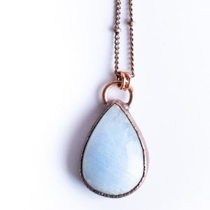 Rainbow moonstone necklace Simple stone necklace Moonstone necklace Electroformed mineral jewelry Organic stone jewelry image 1