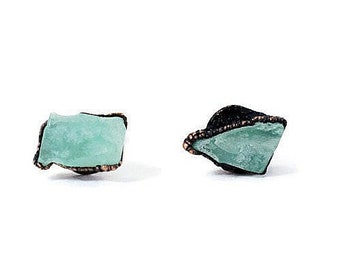 SALE Raw apatite  | Apatite nugget sterling silver post earring | Apatite stud earrings