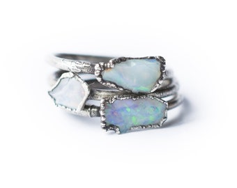 Ruwe opaalring | Ruwe opaalring | Sieraden ruwe opaal | Australische vuuropaalsieraden | Vuuropaal ring | Ruwe Australische opaalring