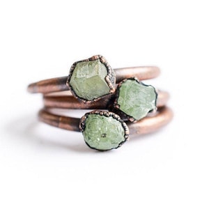 SALE Roher Granat Ring | Grüner Granat Ring | Galvanisierter Granat Ring | Roher Edelstein Ring | Demantoid Granat | Roher Mineralring