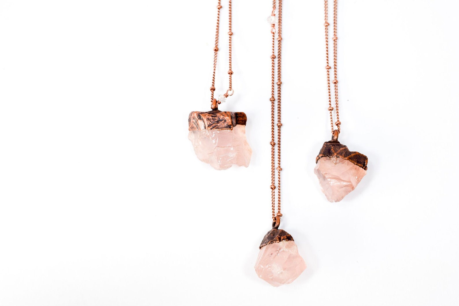 Rose Quartz Crystal Necklace Electroformed Crystal Necklace Etsy