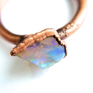 Raw opal ring Australian opal ring Rough opal ring Raw Australian fire opal jewelry Rough opal ring Rough Australian opal ring image 4