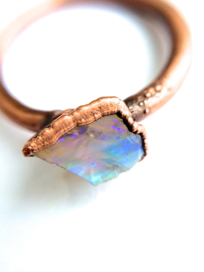 Raw opal ring Australian opal ring Rough opal ring Raw Australian fire opal jewelry Rough opal ring Rough Australian opal ring image 4