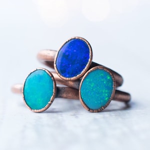 SALE Opal ring | Stacking birthstone ring | Stackable birthstone ring | Natural stone stacking ring | Opal doublet ring | Opal Jewelry