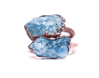 SALE Aquamarine Ring | Raw Aquamarine Jewelry | Aquamarine Stone ring