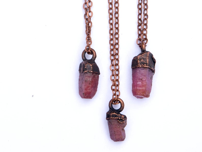 Ruby crystal necklace Raw ruby necklace Raw mineral necklace Ruby gemstone pendant on copper chain Rough ruby crystal pendant image 1