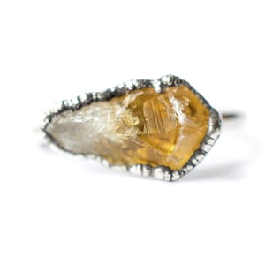 Oxidized Silver Citrine ring | Natural citrine ring | Raw citrine crystal jewelry | November Birthstone Ring | Raw Citrine Ring