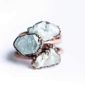 Blue topaz ring Topaz crystal ring Blue Topaz Ring Raw Topaz crystal ring Topaz and Copper Ring image 1