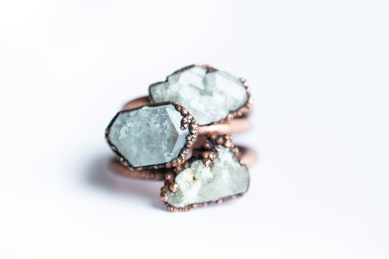 Blue topaz ring Topaz crystal ring Blue Topaz Ring Raw Topaz crystal ring Topaz and Copper Ring image 1