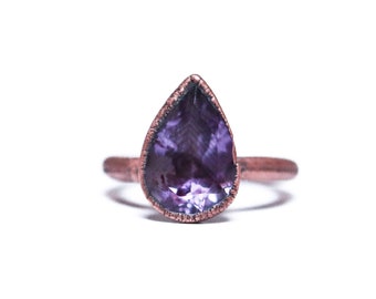 Amethyst ring | Amethyst crystal ring | Purple amethyst and copper ring | Raw crystal jewelry | Amethyst statement ring | Natural amethyst