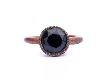 SALE Black Spinel ring | Black Spinel crystal ring | Electroformed Spinel Ring | Spinel Crystal Jewelry