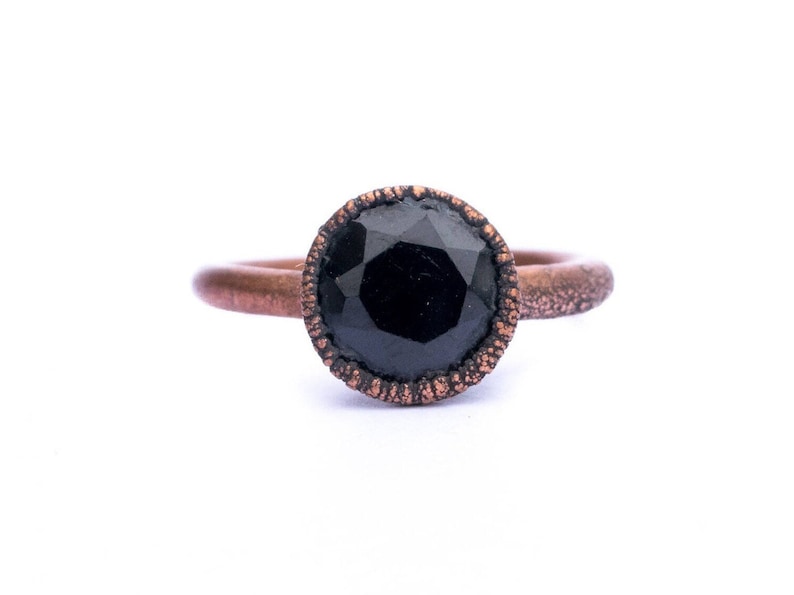 SALE Black Spinel ring Black Spinel crystal ring Electroformed Spinel Ring Spinel Crystal Jewelry image 1