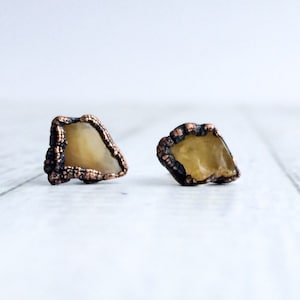 SALE Raw Amber studs | Rough amber earrings | Amber post earrings | Amber fossil stud earrings | Amber nugget post earrings