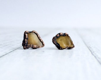 SALE Raw Amber studs | Rough amber earrings | Amber post earrings | Amber fossil stud earrings | Amber nugget post earrings