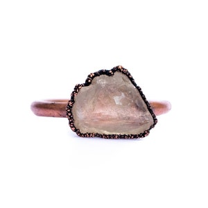 Raw sunstone ring | Sunstone ring | Copper and natural sunstone jewelry | Raw stone ring | Rough sunstone jewelry | Raw mineral ring