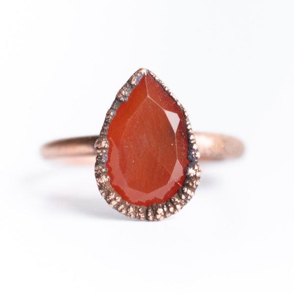 Carnelian ring | Carnelian gemstone ring | Teardrop ring | Raw carnelian jewelry | Carnelian jewelry | Raw gemstone jewelry