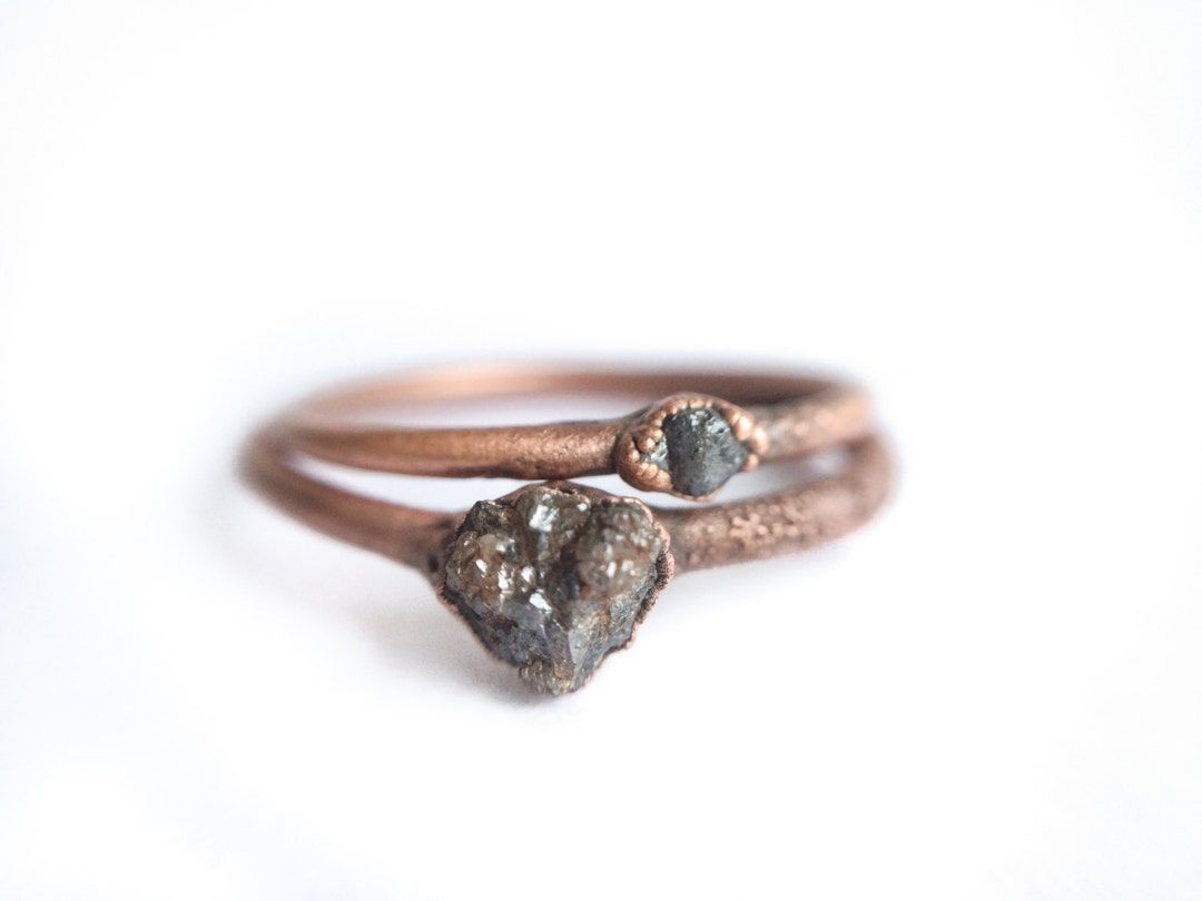 Raw Diamond Ring | Tiny Rough Diamond Engagement Ring | Tiny Diamond ...