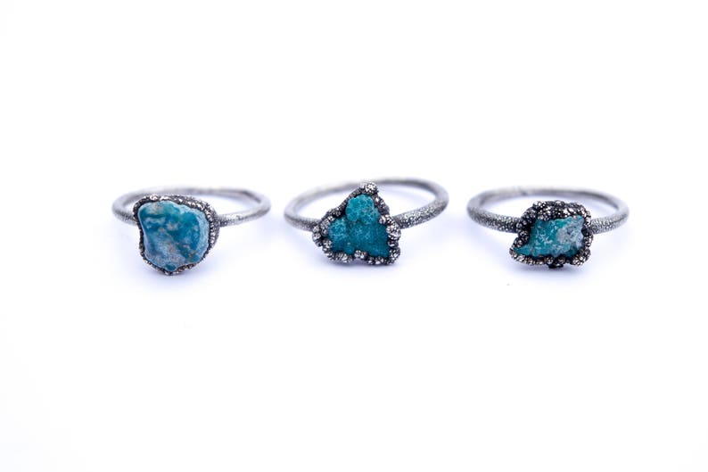 Oxidized silver turquoise ring Raw turquoise stacking ring Turquoise stone ring Nevada turquoise jewelry Organic stone jewelry image 6